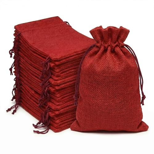 Leylve 30 sacchetti di iuta 10x15 cm, sacchetto di juta con coulisse per il riempimento del calendario dell'Avvento, piccolo sacchetto regalo per gioielli, fai da te, artigianato, matrimonio, festa