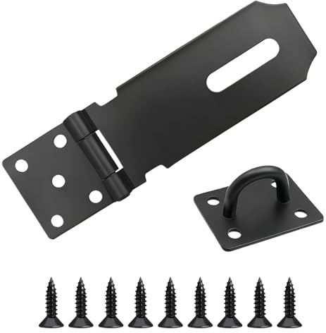 JOVIA Stainless Steel Door Padlock Clasp, Heavy-Duty Shed Lock Clasp, with U-Shaped Staple and Screws, Security Door Latch, Suitable for Shed Exterior Doors, Windows, Cabinets, and Pet Cages