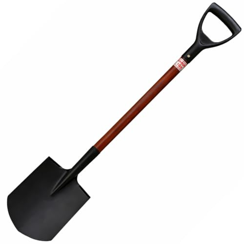 VANGA da Giardino con Manico in Legno e Impugnatura a D – Pala Punta Tonda in Acciaio per Scavo, Terra, Sabbia e Neve – Attrezzo Resistente per Orto, Edilizia e Giardinaggio