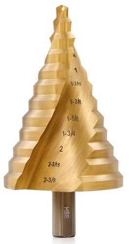 ZELCAN Großer HSS-Spiralnut-Stufenbohrer, 12 Größen, Titan, Hochgeschwindigkeitsstahl, 1/4 Zoll bis 2 3/8 Zoll Bohrer für Blech, Lochbohrung, große Mehrfachloch-Stufenbohrung Für DIY-Liebhaber S