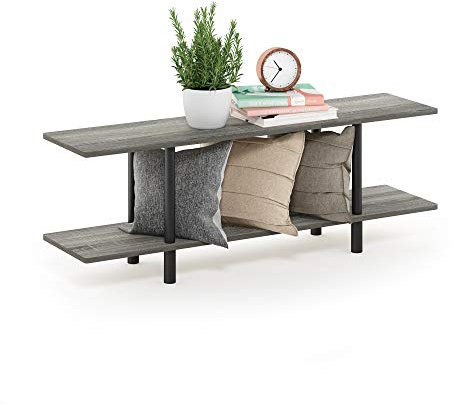 Furinno TURN-N-TUBE Storage Shelves, 4-Tier Book Shelf, Accent Display Shelf, Toolless Open Shelves, Round Tubes, for Organization and Storage, Living Room, Garage, Home Office, French Oak