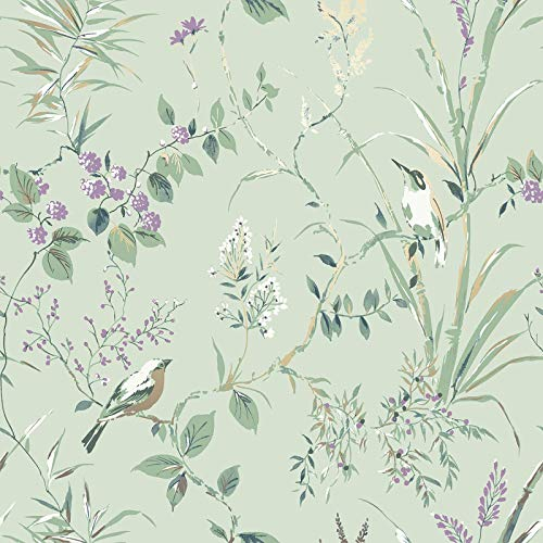 CROWN Mariko Mint/Plum Paper Wallpaper
