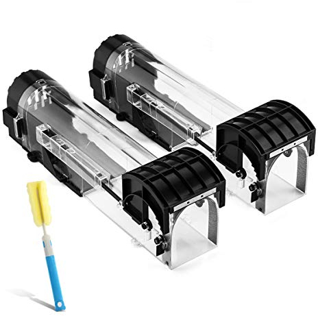 Awroutdoor 2 Pezzi Humane Intelligente trappole per Topi, Trappola per roditori, Topi Catcher, Umana Cattura Live e di Trap Riutilizzabile per Interno e Esterno