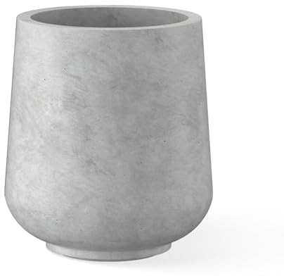 Kante 11.6 Dia Round Concrete Planter, Outdoor Indoor Large Plant Pots Containers with Drainage Hole and Rubber Plug for Home Garden Patio, Natural Concrete