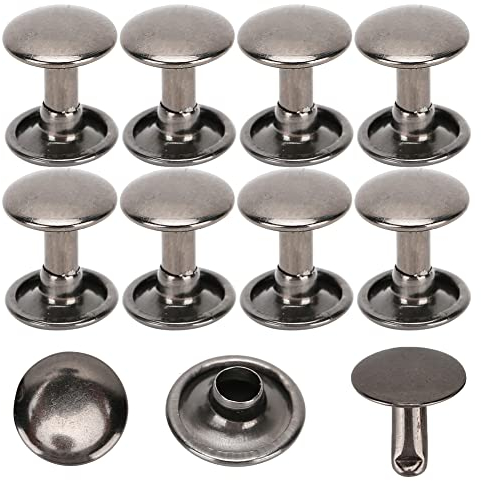 200 Sätze Doppelkappe Niet Leder Nieten Rohr Metall Nieten für Leder Handwerk Reparaturen Taschen Taschen Gürtel Schuhe Schuhe Nähdekoration 10x10mm(schwarz)