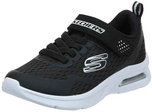 Skechers MICROSPEC MAX TORVIX, Zapatillas para Niños, Black Textile/ Black & White Trim, 35.5 EU