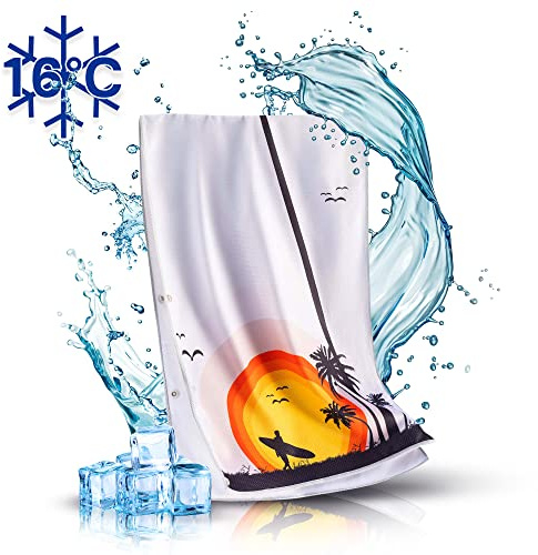 CULYA Kühltuch 90 × 30 cm mit Druckknöpfen - Bis zu 15 °C kälter als die Umgebungstemperatur - Kühlhandtuch für Nacken & Sport, reaktivierbar durch Anfeuchten & Ausschütteln, UPF 50+