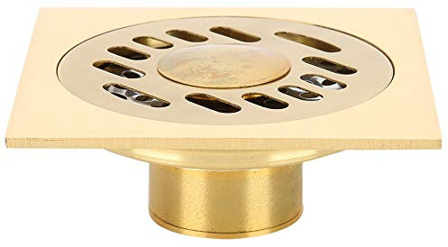 Hapivida Drenaje de Piso de Cobre, colador Dorado baño y Ducha, colector de Cabello de Gran Calibre, escurridor, Protector de desagües Anti-Olor, tamaño 10x10cm, para hogar