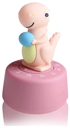 Timers, Classroom Timer for Kids, Kitchen Timer for Cooking, Desk Time Tracker, Seaciyan Small Mechanical Timer for Study, Workout, Shower, Baking Countdown (Pink Dinosaur)