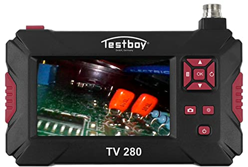 Telecamera per endoscopia mobile Testboy TV 280 con display LCD, telecamera di ispezione (fino a 5 ore di funzionamento, illuminazione a LED integrata e cavo flessibile lungo due metri), nera