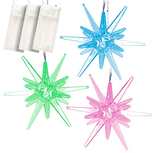 3er Set LED Leuchtsterne mit Farbwechsel Batterie Timer Weihnachts-Deko Xmas Weihnachtsbeleuchtung Licht-Deko Innenraum-Deko Weihnachts-Stern