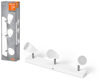 LEDVANCE LED SPOT PEAR Spot de techo 430 mm, blanco, 12,9W, 630lm, luz direccional con color de luz blanco cálido, con cabezal flexible GU10, lámpara GU10 incluida, IP20, 2700K