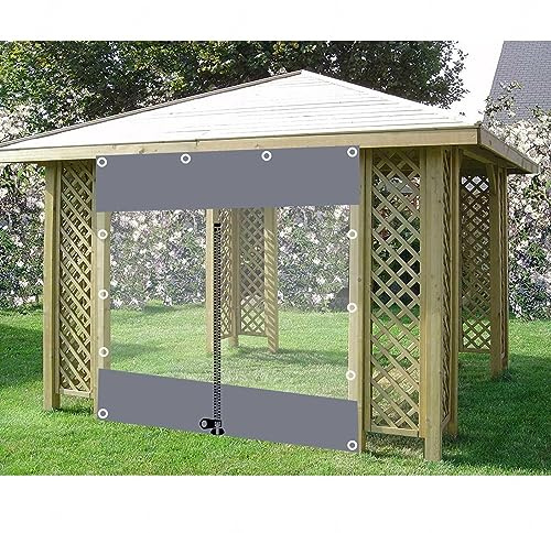 Transparent Tarpaulin Outdoor Curtains, Clear Gazebo Side Panels With Pvc Tarpaulin and Zip, Waterproof Tarp Curtains for Pergola Gazebo Porch Carport, Tarpaulin Cover Sheet,LxH-3x2.2m/9.8 * 7.2ft