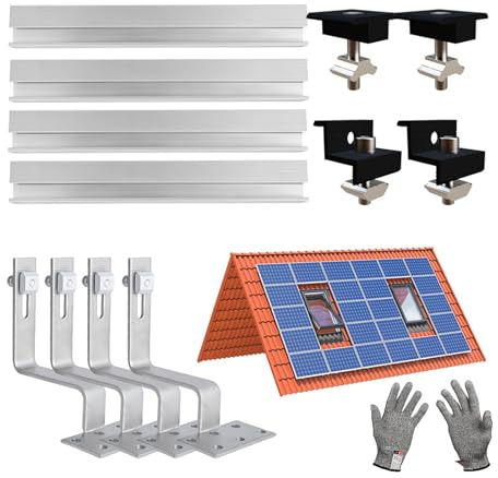 Funnytek Dachhalterungen Solarmodule Ziegeldach Set für 1 Module 30-35mm