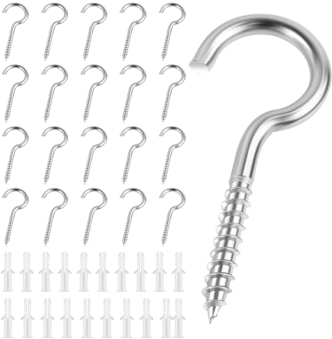 WuGU Ganci a Vite, 20 Pezzi Occhielli a Vite Aperti, 5CM Ganci Avvitabili in Metallo, Gancio a Vite per Piante, Tazze, Decorazioni Artistiche