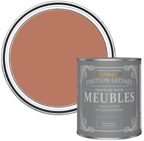 Rust-Oleum rot Möbelfarbe mit Seidenglanz-Finish, geruchsarm und wasserbasiert für Innenholz - Siena 750ML
