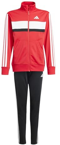 adidas Unisex niños Seasonal Essentials Tiberio 3 Stripes Tricot Track Suit, Pure Ruby/White, 15-16 Years