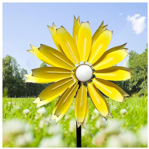 Windrad Garten Groß 149cm Groß WindmüHle Garten Edelstahl Kugellager WindräDer FüR Terrasse Und Garten,Yellow