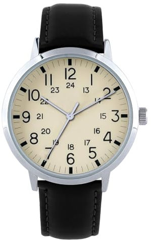 NUOVO Herren Uhr Männer Herrenuhr mit Weiß Zifferblatt Gepaart mit Klassischem Schwarz Lederarmband Einfache Herren Analog Quarz Uhr Herrenuhr Modische Freizeituhr
