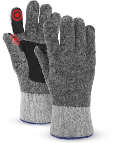 BERGWEISER Winter Warm Gloves Men Women, Touch Screen Thermal Knit Wool Gloves with Fleece Lining for Outdoors DK Gry M/L