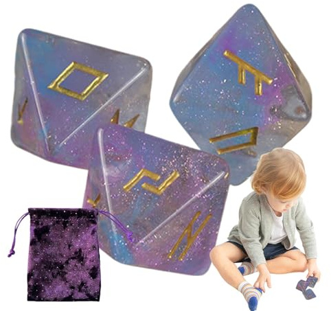Divination tärningar, astrologi tärningar, 8-sidig astrologisk tärning för förutsägelse - Rune Resin Polyedric Tärningsset med Dragsko Påse, Divination Tärningsbräda