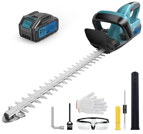 Brushless Tagliasiepi a Batteria, Tagliasiepi Elettrico, Taglia Siepe Giardino Elettrico, Taglia Siepe Giardino a Batteria, 500W, 530mm Lunghezza Lama, 20mm Distanza Lama, 3000 mAh