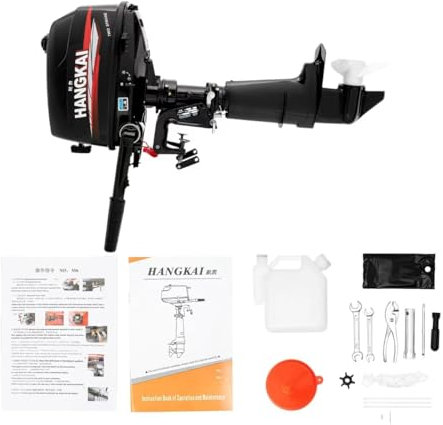 6 PS Außenborder 2 Takt, Schlauchboot Motor 102CC 4.4KW 5500 U/min, Außenbordmotor Bootsmotor mit CDI-Zündsystem, Außenbordermotoren für Boote Schlauchboote Fischerboote(Kurzschaft)