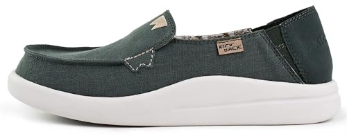 Kickback Rizzo Women’s Slip On Canvas & Linen Loafers – Lightweight Casual Shoes - Convertible Kick Down Heel Design for a Relaxed Everyday Summer Shoe