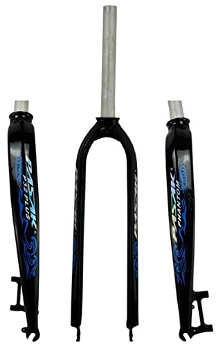 Forcella MTB Rigida in Lega di Alluminio da 1-1/8 26/27,5/29, Forcella Anteriore per Mountain Bike superleggera con Tubo Dritto Senza Filettatura da 28,6 mm (Colore: Nero Blu luc