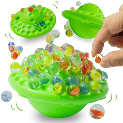 Clnyrwcb Jeu d'équilibre de Billes : 60 Billes colorées pour 1 à 4 Joueurs. Idéal pour Les soirées en Famille, Développe précision et motricité, Inclut Modes Solo et en équipe