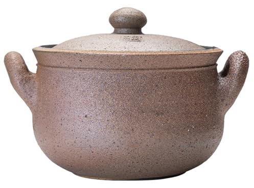Casseruola tradizionale giapponese in terracotta, casseruola rotonda in ceramica, pentola antiaderente resistente al calore for stufati, cottura a vapore, cottura a fuoco lento e brasatura lenta.(8L)