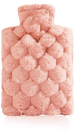 XJLyaya 1L Bouillote, Bouillotte Eau Chaude, Bouillotte Regles Douloureuses, Peluche Rose, Pour les Compresses Chaudes, Mains Chaudes, Pieds Chauds, Cadeaux de Noël, D'hiver