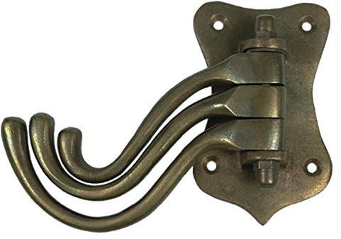 Decobay.eu Garderobenhaken 3 Fach Haken Messing patiniert Antik Jacken Mütze Halter