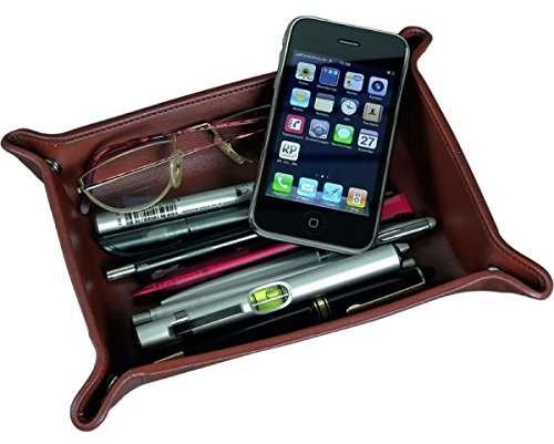 Alassio 52005 - Utensilienschale aus Leder, Ablage in Cognac - braun, Schale ca. 16 x 10 x 4 cm, Ablageschale für Kleinteile, Lederschale als Taschenleerer für Schreibtisch und Konsole