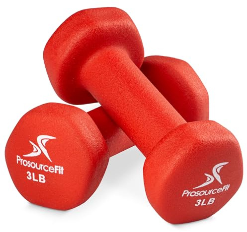 ProsourceFit Neoprene Dumbbell Coated for Non-Slip Grip, 3 lb