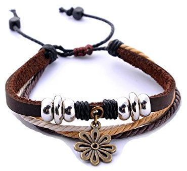 Morella Bracelet en cuir pour femme Plusieurs modèles disponibles - taille unique - Anhänger Blume