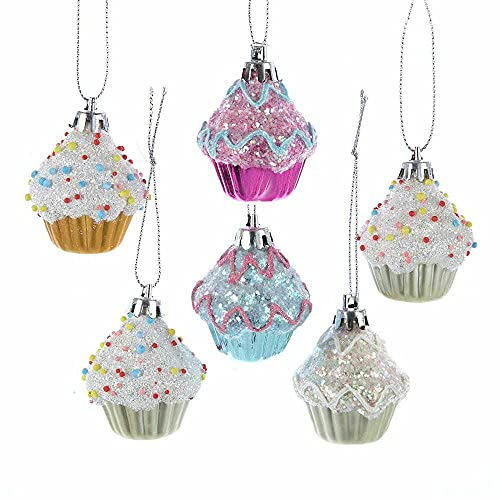Kurt Adler 2 Cupcake Ornament Set of 6