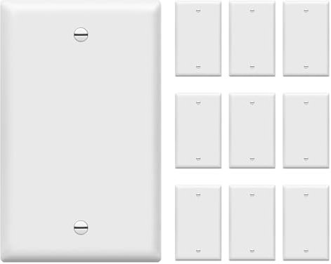 ENERLITES Blank Device Wall Plate, Gloss Finish, Standard Size 1-Gang 4.50 x 2.76, Polycarbonate Thermoplastic, Electrical Covers for Unused Outlets/Switches, 8801-W-10PCS, White 10 Pack