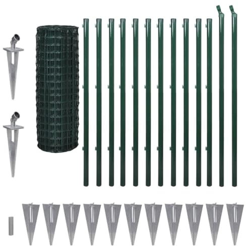 vidaXL Maschendrahtzaun Set 25x1,2m Stahl Grün Maschendraht Gartenzaun Zaun