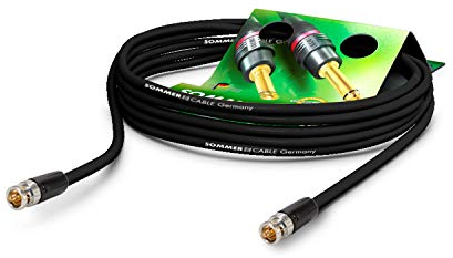 SOMMER CABLE - Coaxial video cable with BNC 75 ? - HD/3G/6G/12G-SDI / 4K-UHD SC-Vector 0.8/3.7 - BNC/BNC NBNC75BLP9X Neutrik - Black (20 m) - Made in Germany by