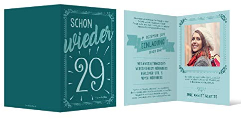 60 x Geburtstag EInladungskarten A6 Klappkarten 30 Jahre Individuell mit Foto - schon wieder 29