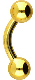 PIERCINGLINE Piercing de acero quirúrgico con forma de plátano | 2 bolas | barra curvada para cejas, pecho íntimo, oreja, etc. | tamaños y colores a elegir, Acero inoxidable