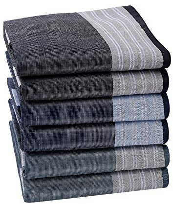HOULIFE Pañuelos para hombre de algodón peinado 60S, Tela, 43 x 43 cm, 3 colores, para uso diario, 6/12 unidades multicolor Medium