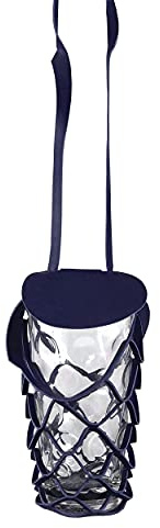 VINSTRIP® DUBBEGLAS Dubbeglas-/Bierflaschenhalter zum Umhängen mit Schutzdeckel - Getränkehalter - praktischer Netzglashalter zum Umhängen für Festivals, Picknicks, Junggesellenabschiede, Partys