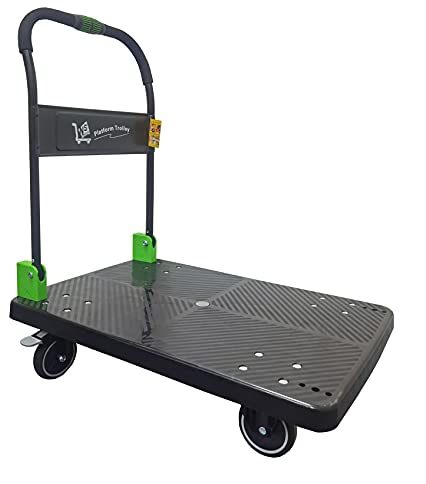 N&S Juvyig Transportwagen Sackkarre Klappbar Einhand-Faltwagen 350kg Plattformwagen Trolley Geräuscharmer Rollwagen (Mit Bremsen)