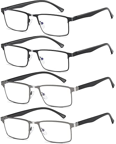 Fsread 4er-Pack Lesebrille Herren, Leichte Blaulichtblockierende Metallrahmen Herren Lesebrille +1.50
