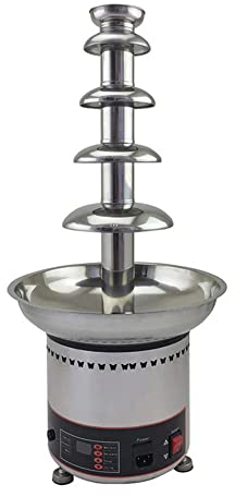 Adima 304 Stainless Steel Chocolate Fondue Fountain - 5 Tiers Electric Melting Machine Hot Choco Fondue Pot, 8.8 Lbs Capacity for Home Party or Commercial (Silver)