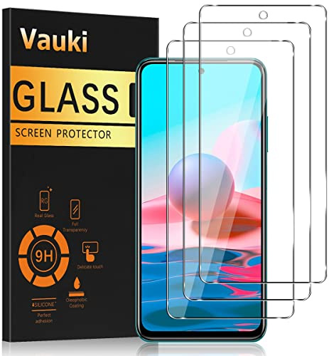 Vauki 3 Unidades Protector de Pantalla para Xiaomi Redmi Note 10/10S 4G Cristal Templado Full HD Ultra Resistent 9H Dureza Antihuellas Sin Burbujas Antiarañazos Transparent Vidrio 6,43