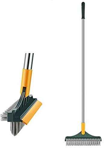 JINGLING suelo 3 en 1, cepillo para juntas, mango largo, cerdas duras con cabezal giratorio 180°, limpieza para cocina y ducha