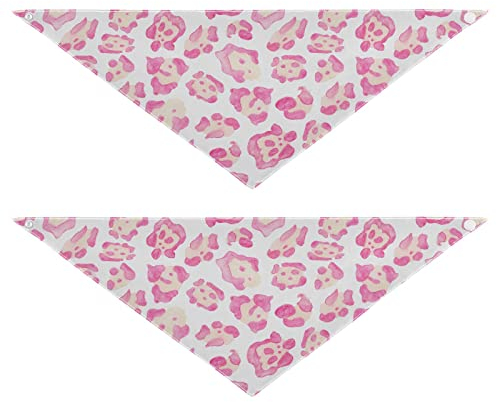 2 Stück Hundehalstücher Haustier Bandana Schal Druckknopf Dreieck Lätzchen Halstuch Set Haustier Urlaub Zubehör Dekor für kleine bis große Welpen Hunde Katzen kleine Aquarell Leopard